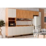 Kit De Cozinha Completa 9 Peças Sauvignon (aéreos+2balcões+1paneleiro+1torrequente+2complementos) C9p94 Amendoa/off White - Ronipa