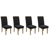Kit 4 Cadeiras Sala Jantar 2cad142fr 4 Un Freijo/suede Preto A038 - Kappesberg