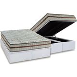 Cama Box Baú Queen: Colchão Molas Masterpocket Ensacadas D Angelis Anjos Classis + Base Crc Suede White (158x198)