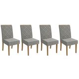 Kit 4 Cadeiras Sala Jantar 2cad149fr 4 Un Freijó /linho Cinza Mesclado - Kappesberg