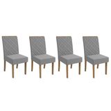 Kit 4 Cadeiras Sala Jantar 2cad149ng 4 Un Nogueira/linho Cinza A056 - Kappesberg