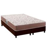 Cama Box Queen: Colchão Ortopédico Herval Compact Ag 65 / Durabilli Bordado Double Side + Base Crc Suede Brown (158x198)