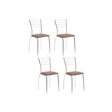 Kit 4 Cadeiras Sala Jantar 1700 4 Un Cromada/suede Conhaque - Carraro