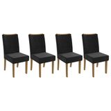 Kit 4 Cadeiras Sala Jantar 2cad129fr 4 Un Freijo/suede Preto A038 - Kappesberg