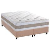 Cama Box Queen: Colchão Molas Masterpocket Ensacadas Herval Royals Sleep C1666 + Base Crc Suede Clean (158x198x35)
