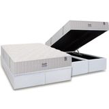 Cama Box Baú Queen: Colchão Molas Masterpocket Ensacadas Sealy Phoenix + Base Crc Courano White (158x198)