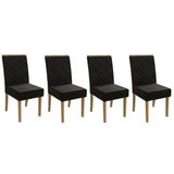 Kit 4 Cadeiras Sala Jantar 2cad149fr 4 Un Freijo/suede Preto A038 - Kappesberg