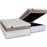 Cama Box Baú Casal: Colchão Molas Masterpocket Ensacadas Orthoflex Sensitive + Base Crc Courano White (138x188)