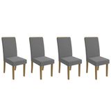 Kit 4 Cadeiras Sala Jantar 2cad142fr 4 Un Freijo/linho Cinza A056 - Kappesberg