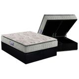 Cama Box Baú Queen: Colchão Espuma D33 D Angelis Anjos Orthosono One Face + Base Crc Suede Black (158x198)