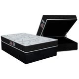 Cama Box Baú Casal: Colchão Molas Masterpocket Ensacadas Orthoflex Starflex + Base Crc Suede Black (138x188)