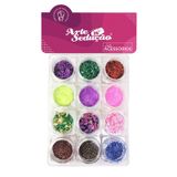 Decoração De Unha Nail Art Glíter  Arte Sedução, Kit 12 Und.