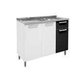 Gabinete C/ Pia Cozinha Balcão Múltipla 3 Portas E 1 Gaveta Branco/preto - Bertolini