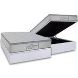 Cama Box Baú Casal: Colchão Molas Masterpocket Ensacadas Probel Perfil Springs Premium White + Base Crc Courano White (138x188)