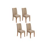 Kit 4 Cadeiras Sala Jantar Apogeu 4 Un Amêndoa/suede Creme - Lopas