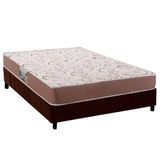 Cama Box Casal: Colchão Ortopédico Herval Compact Ag 65 / Durabilli Bordado Double Side + Base Crc Suede Brown (138x188)
