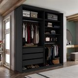 Guarda-roupa Closet Monreale 100 % Mdf 3 Gv Preto 160 Cm