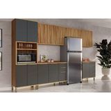 Kit Cozinha Modulada 6 Peças Sauvignon (3aéreos+2balcões+1torrequente) C6p92 Amendoa/grafite - Ronipa