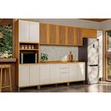 Kit Cozinha Modulada 7 Peças Sauvignon (3aéreos+2balcões+1paneleiro+1torrequente) C7p91 Amendoa/off White - Ronipa