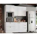 Kit Cozinha Modulada 4 Peças Americana (1aéreo+1balcão+1paneleiro+1complemento) Cz125 Branco - Henn