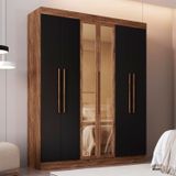 Guarda Roupa Casal 100 Mdf Malibu 6 Portas 2 Gavetas Castanho/preto