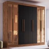 Guarda Roupa Casal 100% Mdf Chicago 68500 8 Portas 4 Gavetas Castanho/preto