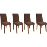 Kit 4 Cadeiras Sala Jantar Milena 4 Un Nature/suede Joli Chocolate - Cimol