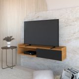 Rack Para Tv Suspenso Até 50 Polegadas Com 1 Porta E 1 Nicho Atena Freijó Com Preto