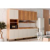 Kit Cozinha Modulada 7 Peças Sauvignon (2aéreos+2balcões+1torrequente+2complementos) C7p93 Amendoa/off White - Ronipa