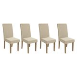 Kit 4 Cadeiras Sala Jantar 2cad142ng 4 Un Nogueira/linho Bege A019 - Kappesberg