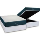 Cama Box Baú Casal: Colchão Molas Masterpocket Ensacadas Polar Aquariuns + Base Crc Courano White (138x188)
