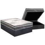 Cama Box Baú Casal: Colchão Molas Masterpocket Ensacadas Polar Safira + Base Crc Suede Gray (138x188)