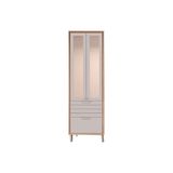 Cristaleira De Cozinha Eloise C/ 3 Portas (2 C/ Vidro Reflecta E 1 Basculante) E 1 Gaveta 70m Freijo/off White - Mgm