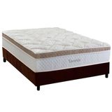 Cama Box Casal: Colchão Molas Masterpocket Ensacadas Herval Toronto + Base Crc Suede Brown (138x188)