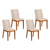 Kit 4 Cadeiras Sala Jantar Vitória 4 Un Ipe/suede Creme - Dj Móveis