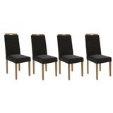 Kit 4 Cadeiras Sala Jantar 2cad152ea 4 Un Eucalipto/suede Preto A038 - Kappesberg