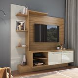 Estante Home Para Tv Até 52 Polegadas 2 Portas Es110 Naturalle/cristalo