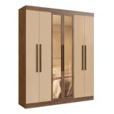 Guarda Roupa Casal 100% Mdf Malibu 6 Portas 2 Gavetas Castanho/nude