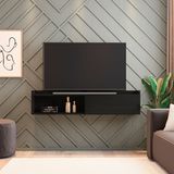 Rack Para Tv Suspenso Até 50 Polegadas Com 1 Porta E 1 Nicho Atena Preto