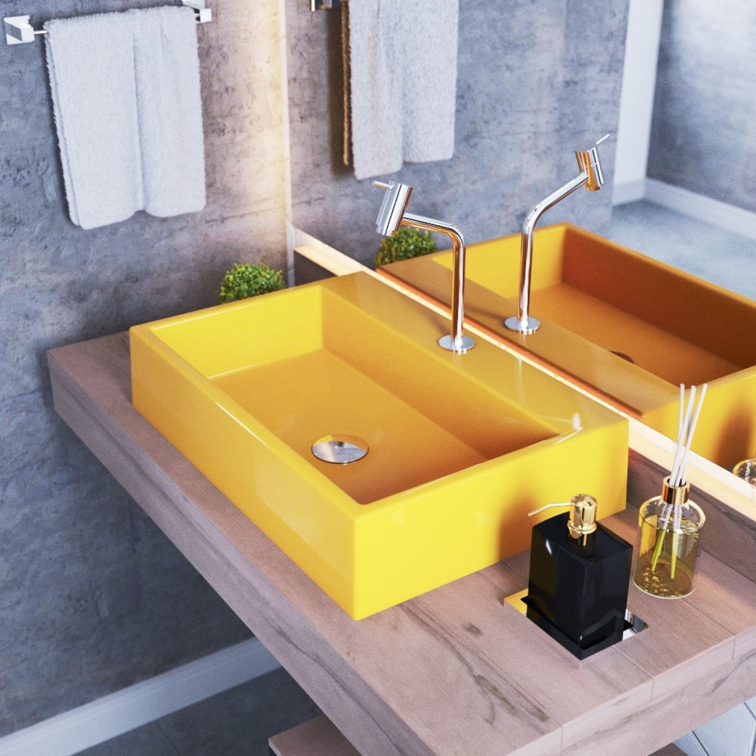 Kit Cuba Rt55 Com Torneira Pratika 1060 Metal E Válvula Click 1 Polegada G Compace Amarelo