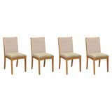 Kit 4 Cadeiras Sala Jantar Lara 4 Un Carvalho/boucle Bege/tela Bege - Kappesberg