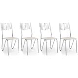 Kit 4 Cadeiras De Cozinha Nápoles 2c045 4 Un Cromada/branco 106 - Kappesberg