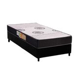 Cama Box Solteiro: Colchão Ortopédico Polar D28 Orthoface Black + Base Crc Suede Black (88x188)