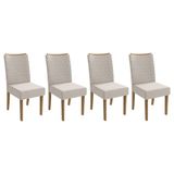 Kit 4 Cadeiras Sala Jantar 2cad129fr 4 Un Freijo/linho Bege Claro A058 - Kappesberg