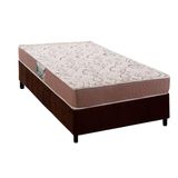 Cama Box Solteiro: Colchão Ortopédico Herval Compact Ag 65 / Durabilli Bordado Double Side + Base Crc Suede Brown (78x188)