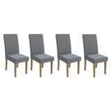 Kit 4 Cadeiras Sala Jantar 2cad142ng 4 Un Nogueira/linho Cinza A056 - Kappesberg