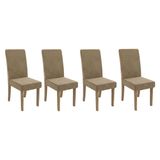 Kit 4 Cadeiras Sala Jantar 2cad142ng 4 Un Nogueira/suede Bege A036 - Kappesberg