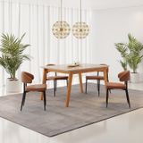 Conjunto Sala De Jantar Mesa Elegance Candian Com 4 Cadeiras Bless Marrom/off White/whiskey