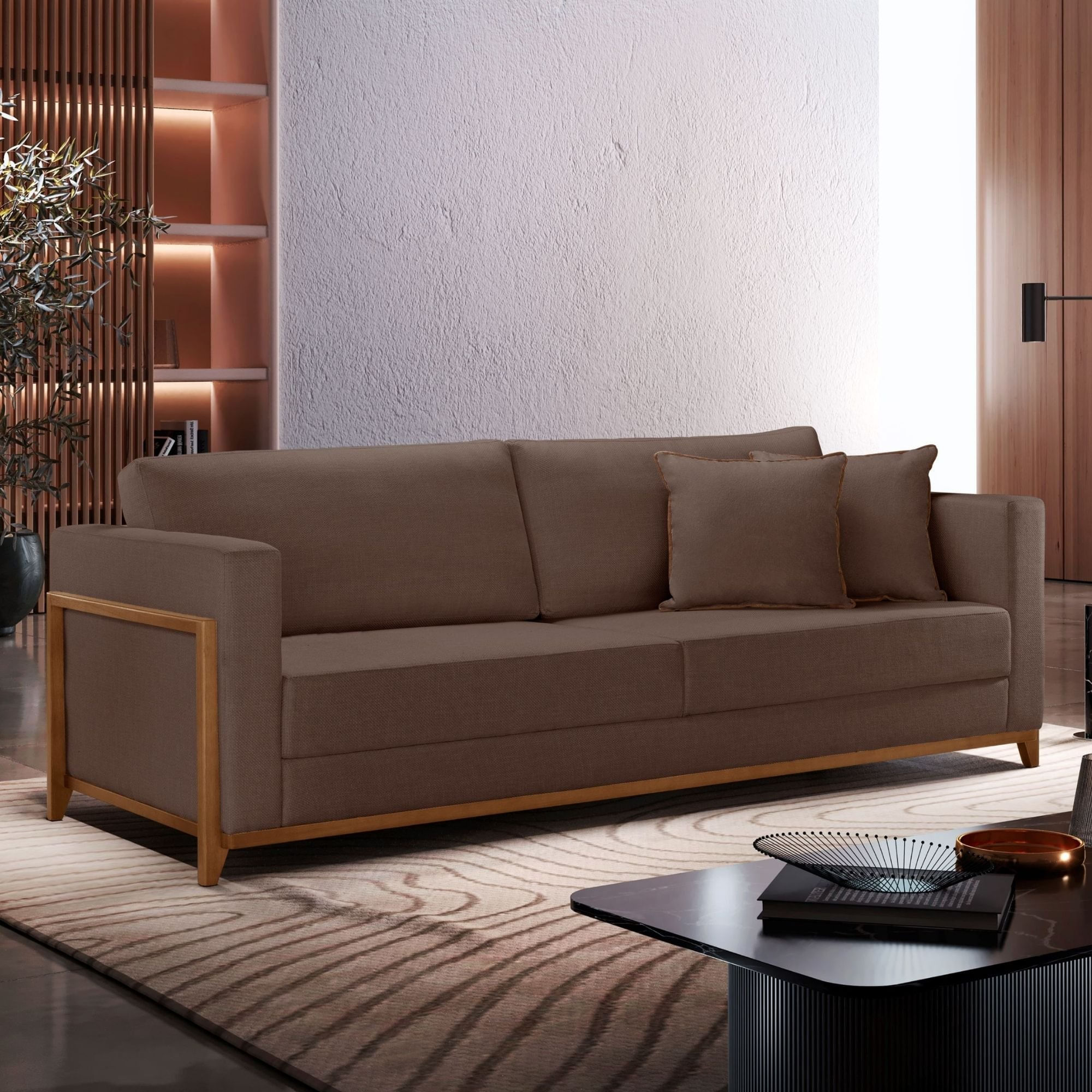 Sofá Paris 03 Lugares 174 Cm - Bouclê Marrom