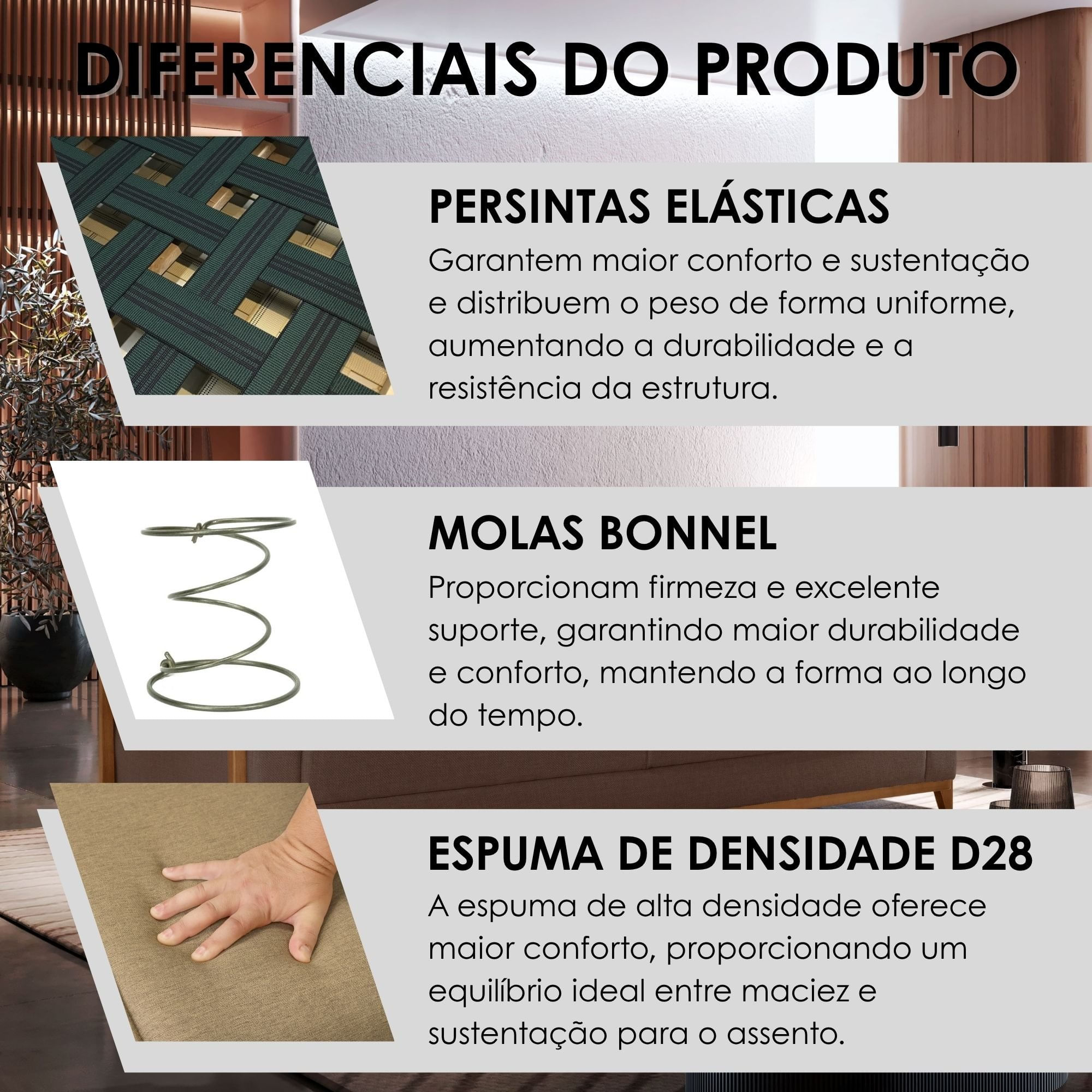 Sofá Fixo 3 Lugares Paris Bouclê 90cm X 88cm X 2,14cm Marrom